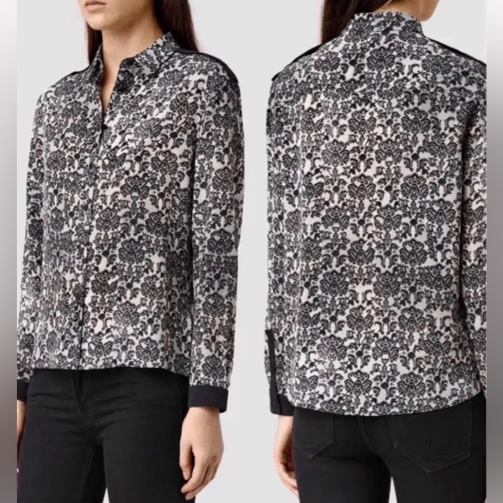 All Saints Rivet Mercury 100% Silk Button Down Blouse - Picture 2 of 9